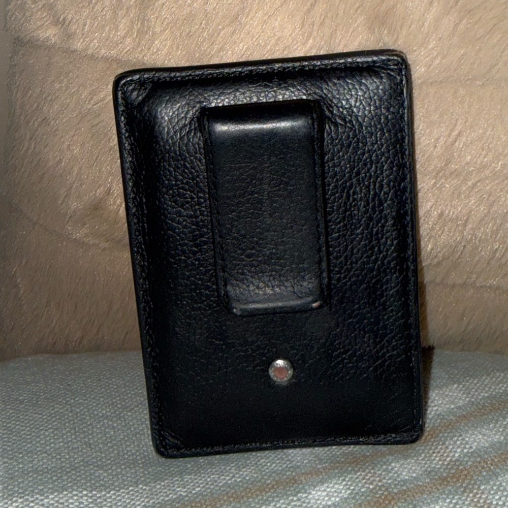 Coach Black Textured Leather Clip Card Holder